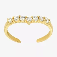 White Cubic Zirconia 10K Gold Adjustable Toe Ring