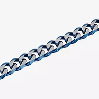 Blue Stainless Steel Solid Curb Chain Bracelet