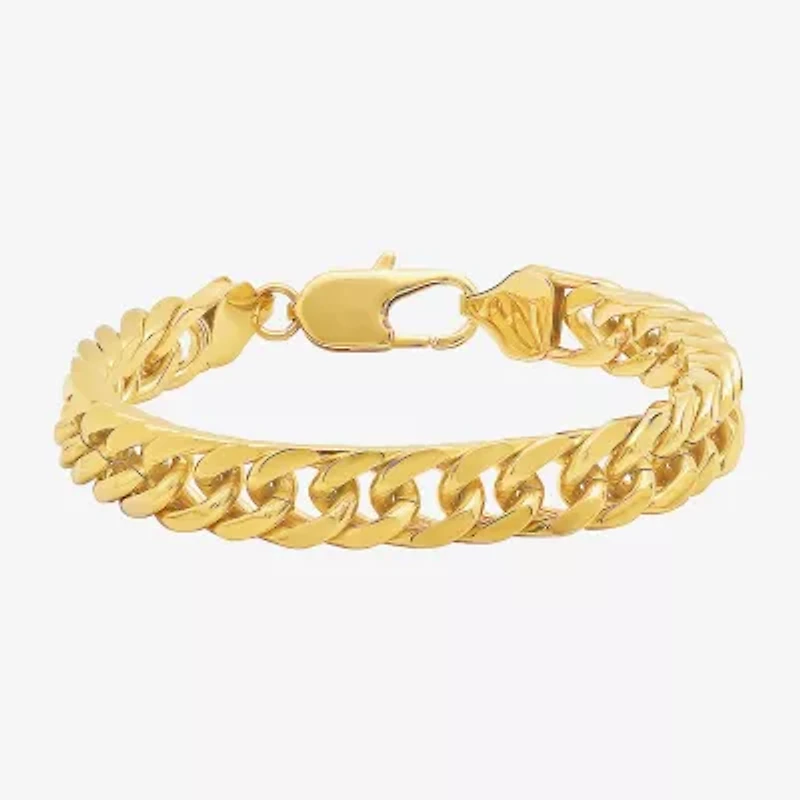 Mens Stainless Steel 9 Inch Solid Curb Chain Bracelet