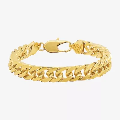 Mens Stainless Steel 9 Inch Solid Curb Chain Bracelet