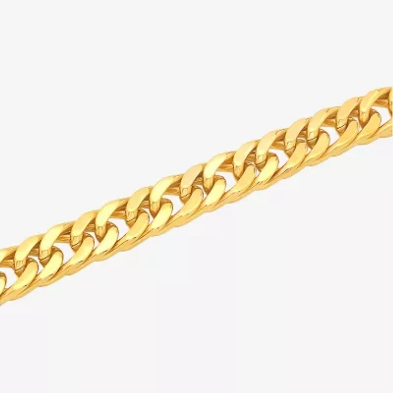 Mens Stainless Steel 9 Inch Solid Curb Chain Bracelet