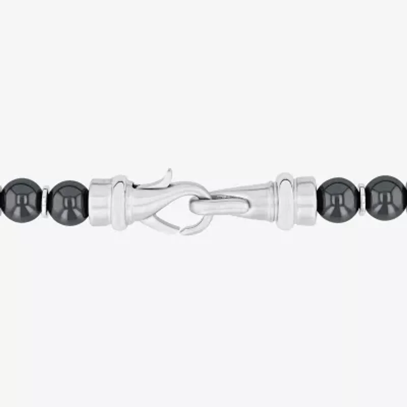 Mens Gray Hematite 20 Inch Beaded Necklace