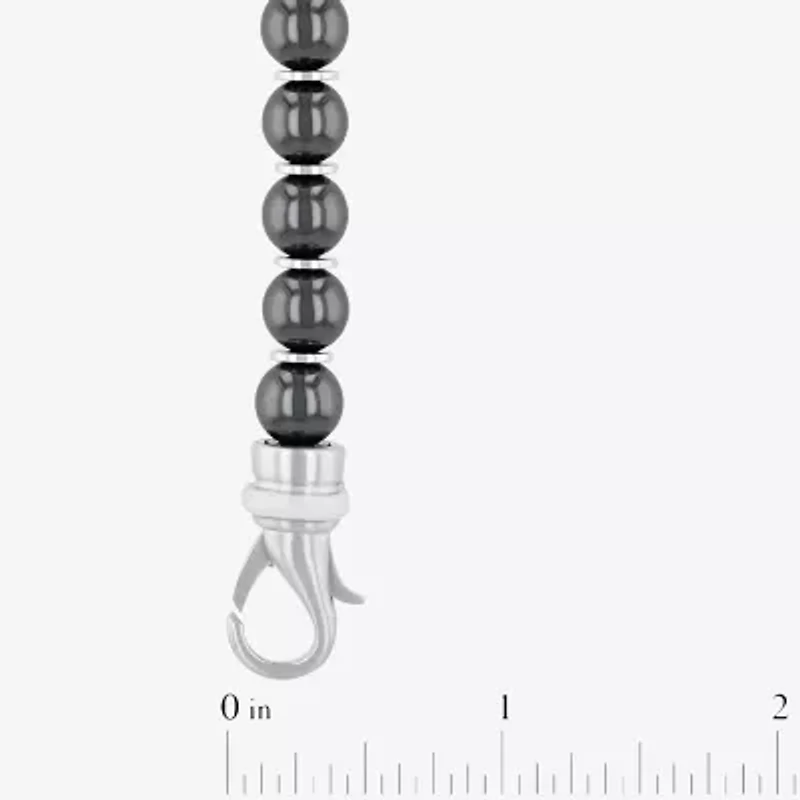 Mens Gray Hematite 20 Inch Beaded Necklace