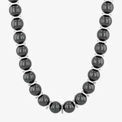 Mens Gray Hematite 20 Inch Beaded Necklace