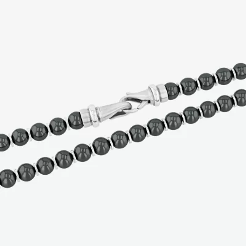 Mens Gray Hematite 20 Inch Beaded Necklace