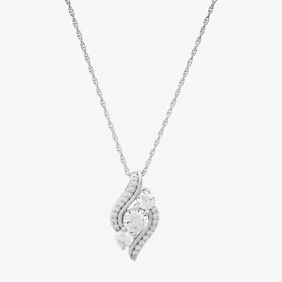 Diamonart Womens White Cubic Zirconia Sterling Silver 18 Inch Pendant Necklace