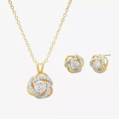 Diamonart Womens 1 1/3 CT. T.W. Cubic Zirconia 14K Gold Over Silver 2-pc. Jewelry Set
