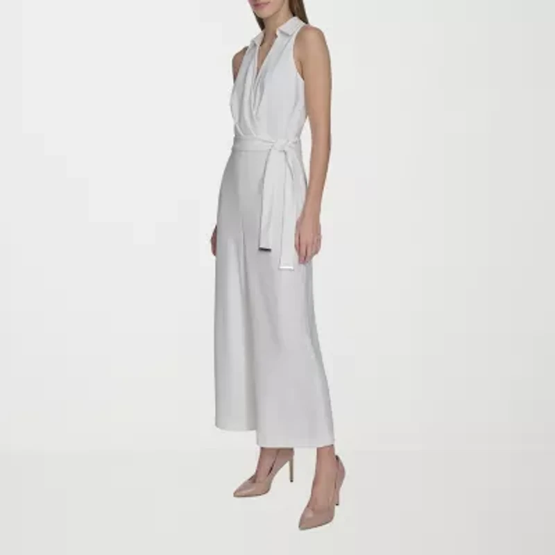 Marc New York Womens Sleeveless Belted Jumpsuit