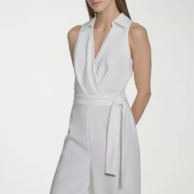 Marc New York Womens Sleeveless Belted Jumpsuit