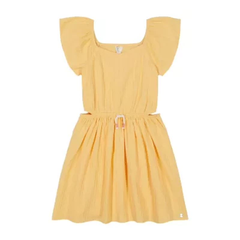 Roxy Big Kid Girls Belted Short Sleeve Flutter A-Line Dress