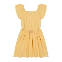 Roxy Big Kid Girls Belted Short Sleeve Flutter A-Line Dress