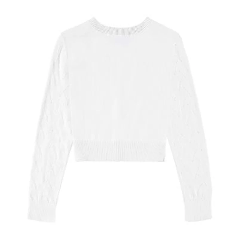 Byer California Girls Round Neck Long Sleeve Button Cardigan