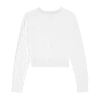 Byer California Girls Round Neck Long Sleeve Button Cardigan