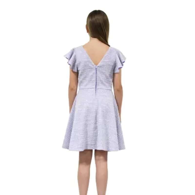 Lilt Big Kid Girls Short Sleeve Flutter A-Line Dress