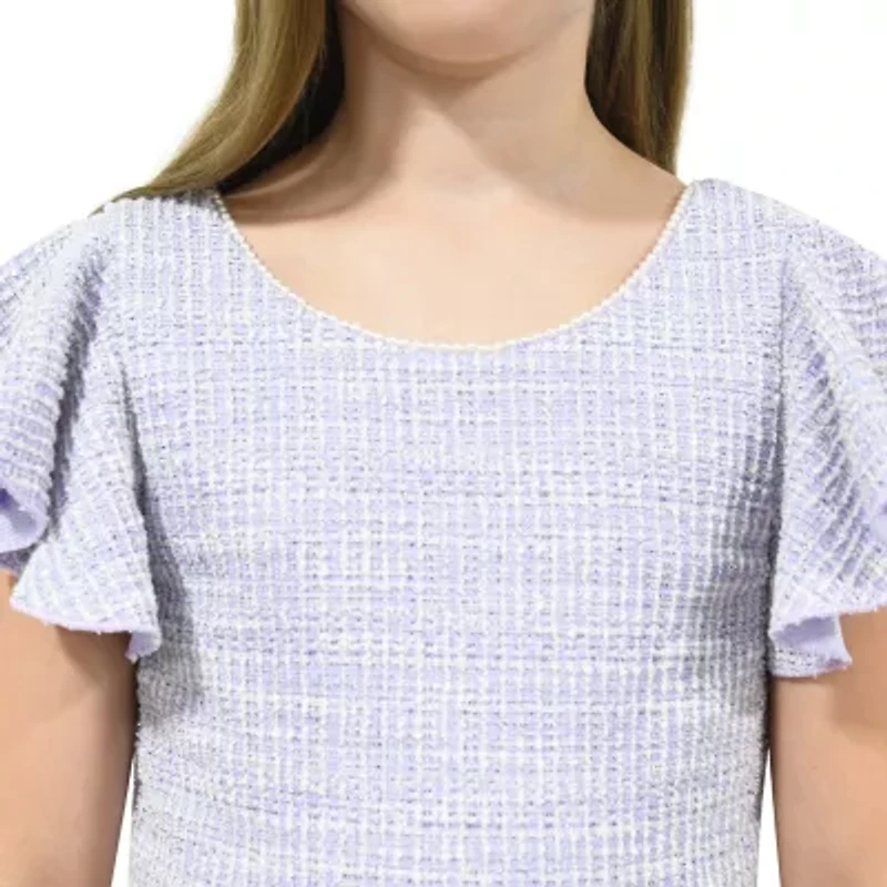 Lilt Big Kid Girls Short Sleeve Flutter A-Line Dress