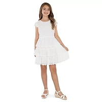 Speechless Big Kid Girls Short Sleeve Ruffled A-Line Dress