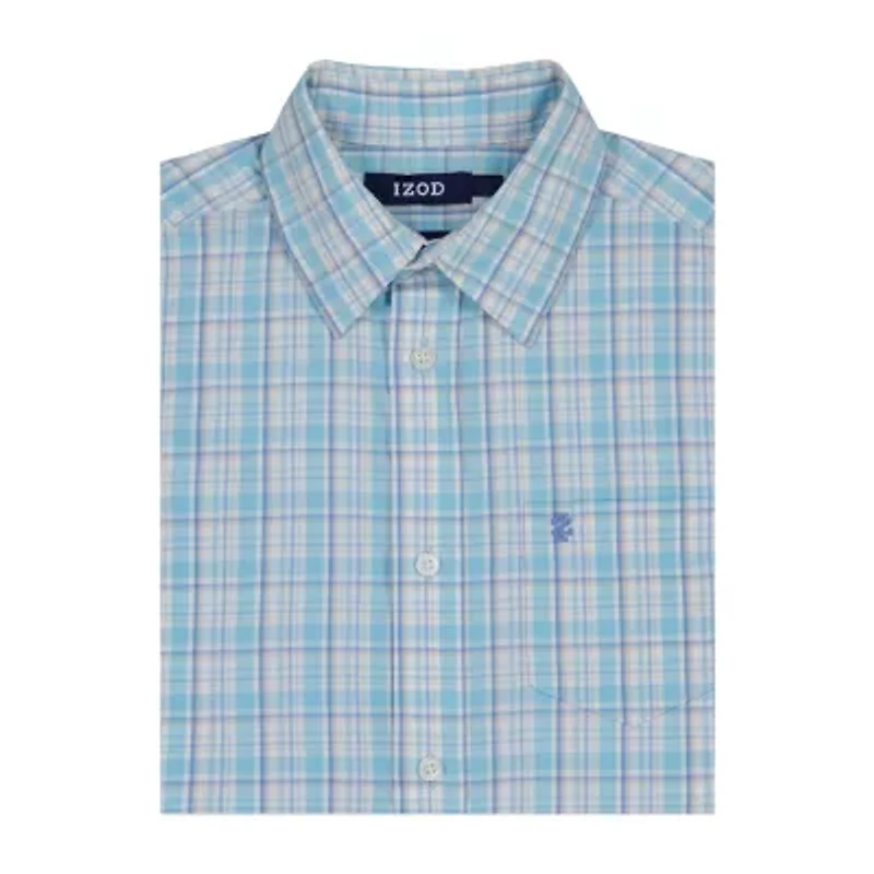 IZOD Big Kid Boys Short Sleeve Regular Fit Button-Down Shirt