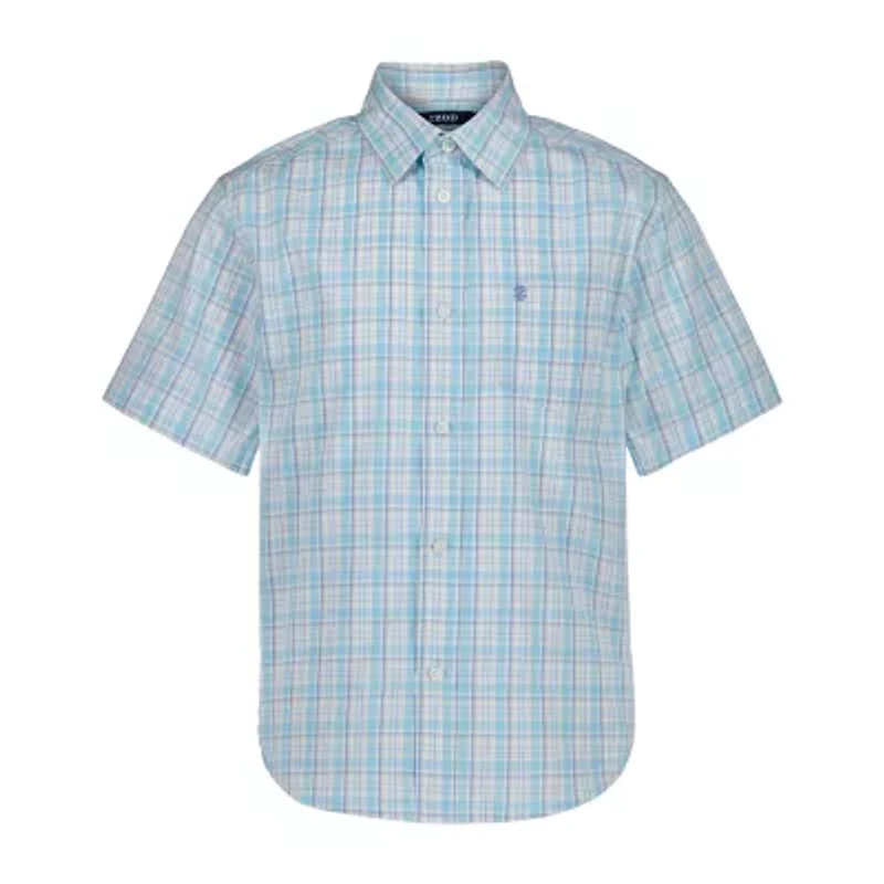 IZOD Big Kid Boys Short Sleeve Regular Fit Button-Down Shirt
