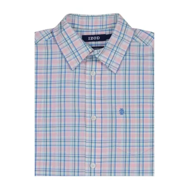 IZOD Big Kid Boys Short Sleeve Regular Fit Button-Down Shirt