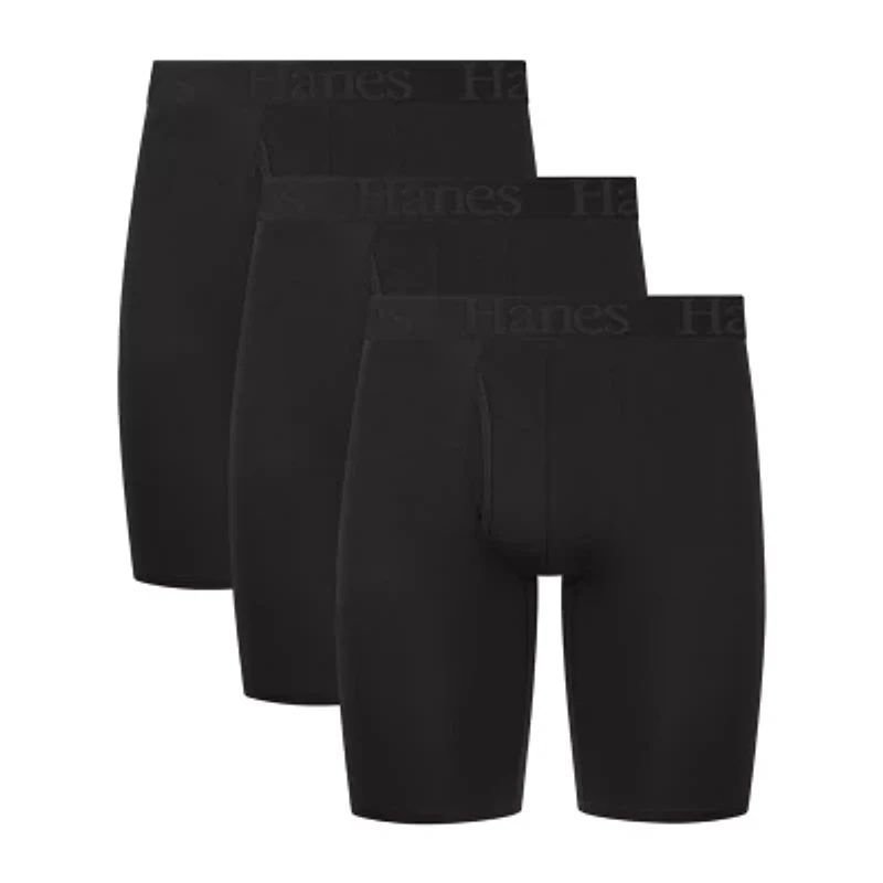 Hanes Originals Ultimate Supersoft Mens 3 Pack Long Leg Boxer Briefs Uo2ll3