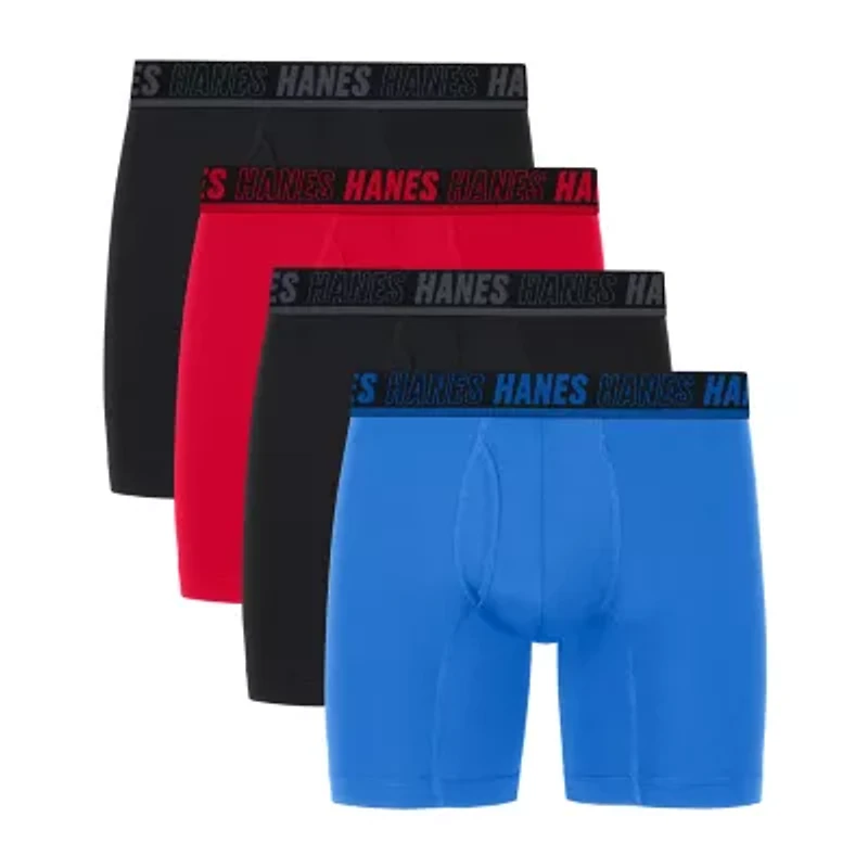 Hanes Moves X-Temp Performance Mens 4 Pack Boxer Briefs Um2bd4