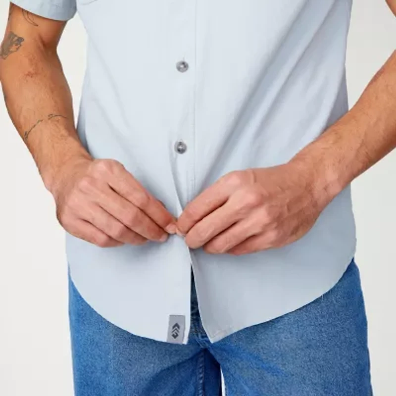 Free Country Mens Short Sleeve Regular Fit Button-Down Shirt
