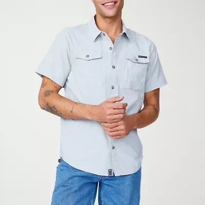 Free Country Mens Short Sleeve Regular Fit Button-Down Shirt