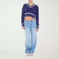 Forever 21 Juniors Womens V Neck Long Sleeve Pullover Sweater