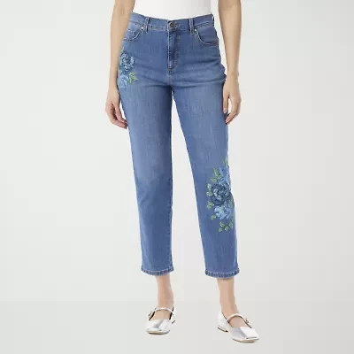 Gloria Vanderbilt Amanda Womens Embroidered Ankle Jean