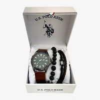 U.S. Polo Assn. Mens Brown 4-pc. Watch Boxed Set Usc20293jc