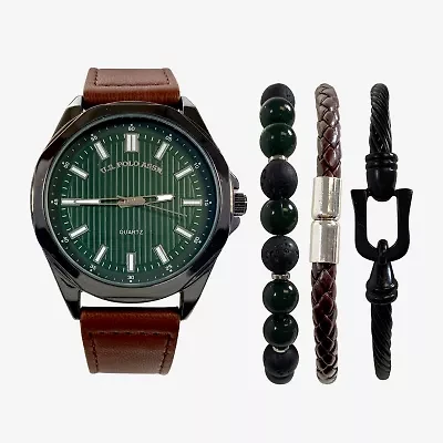 U.S. Polo Assn. Mens Brown 4-pc. Watch Boxed Set Usc20293jc