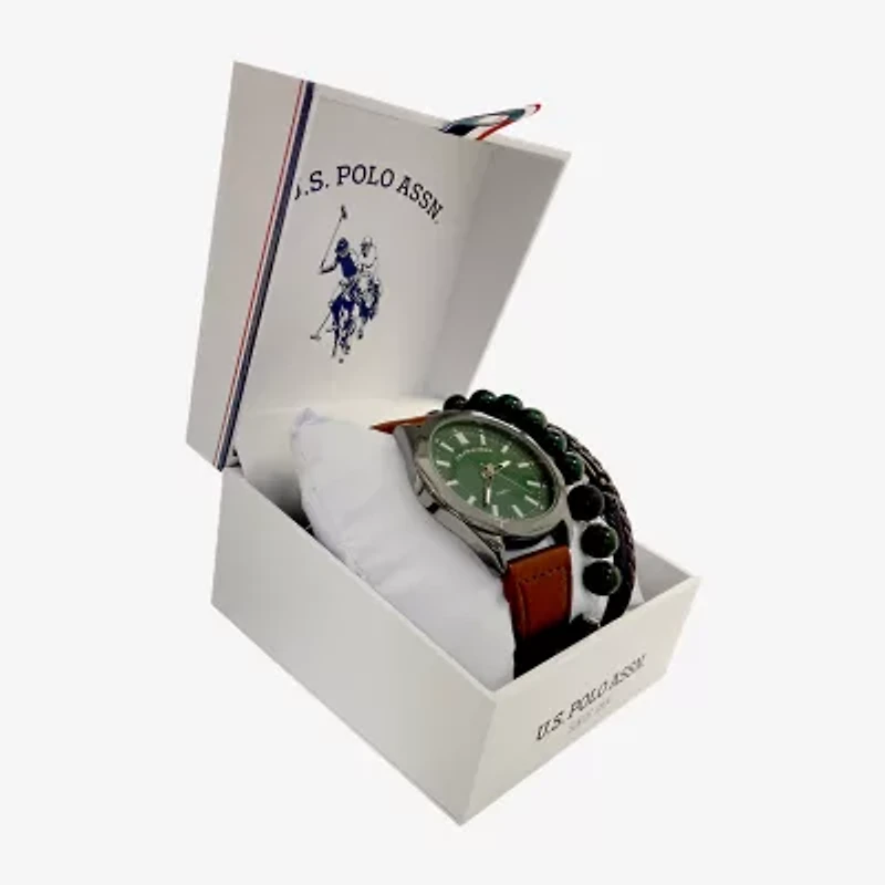U.S. Polo Assn. Mens Brown 4-pc. Watch Boxed Set Usc20293jc