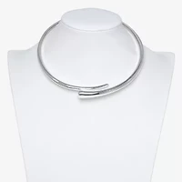 Bold Elements Silver Tone Womens 10 Inch Collar Necklace
