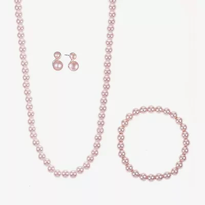 Monet Jewelry Timeless Collar Necklace, Stretch Bracelet And Stud Earring Womens Simulated Pearl 3-pc. Set