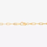 Made in Italy Womens 10K Gold 7 Inch Hollow Paperclip Chain Bracelet