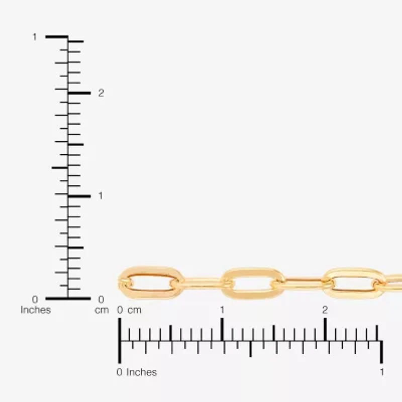 Made in Italy Womens 10K Gold 7 Inch Hollow Paperclip Chain Bracelet