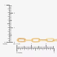 Made in Italy Womens 10K Gold 7 Inch Hollow Paperclip Chain Bracelet