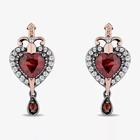 Enchanted Disney Fine Jewelry Womens 1/5 CT. Genuine Red Garnet 14K Rose Gold Over Silver Sterling Silver Heart Evil Queen Snow White Drop Earrings