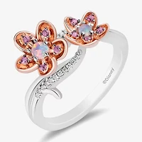 Enchanted Disney Fine Jewelry Womens Diamond Accent Genuine Red Rhodolite 14K Rose Gold Over Silver Sterling Silver Flower 18 Inch Pendant Necklace