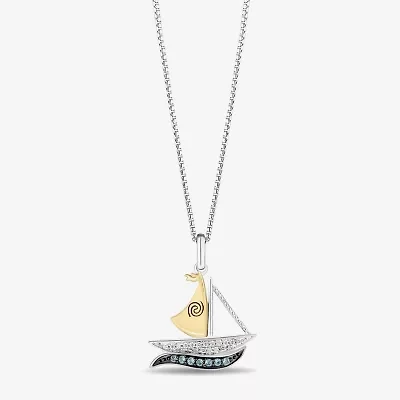 Enchanted Disney Fine Jewelry Womens Diamond Accent Genuine Blue Topaz 14K Gold Over Silver Sterling Silver 18 Inch Pendant Necklace