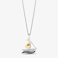 Enchanted Disney Fine Jewelry Womens Diamond Accent Genuine Blue Topaz 14K Gold Over Silver Sterling Silver 18 Inch Pendant Necklace