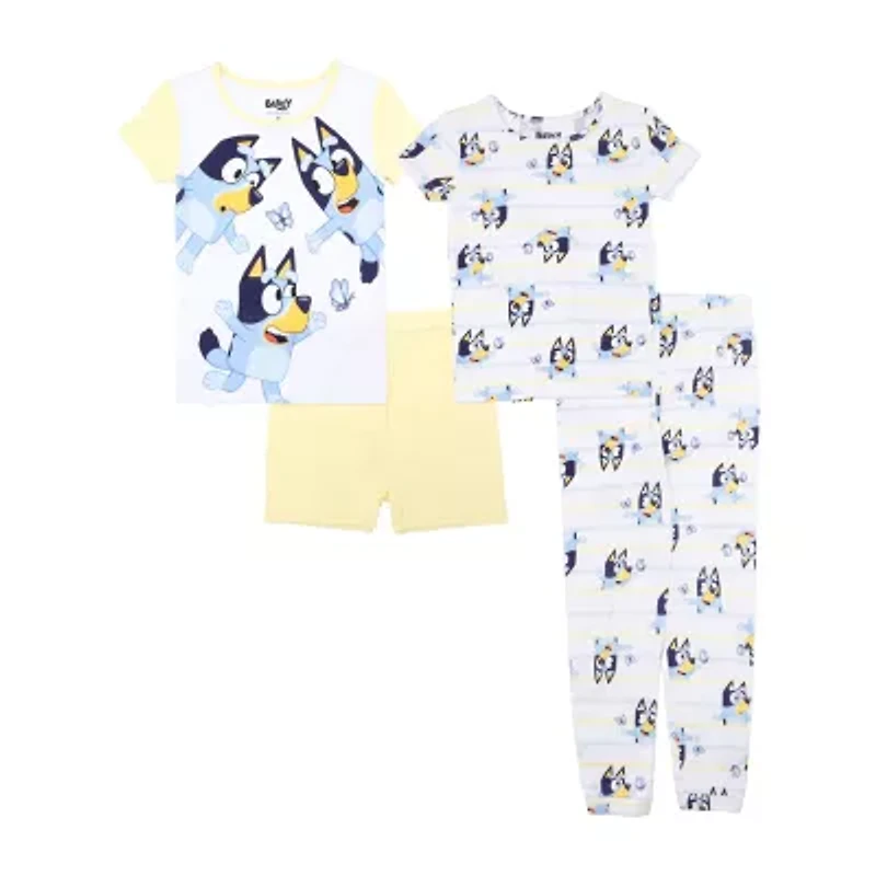 Little & Big Kid Girls Bluey Crew Neck Short Sleeve 4-pc. Pajama Sets