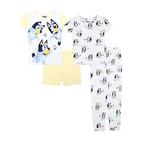 Little & Big Kid Girls Bluey Crew Neck Short Sleeve 4-pc. Pajama Sets