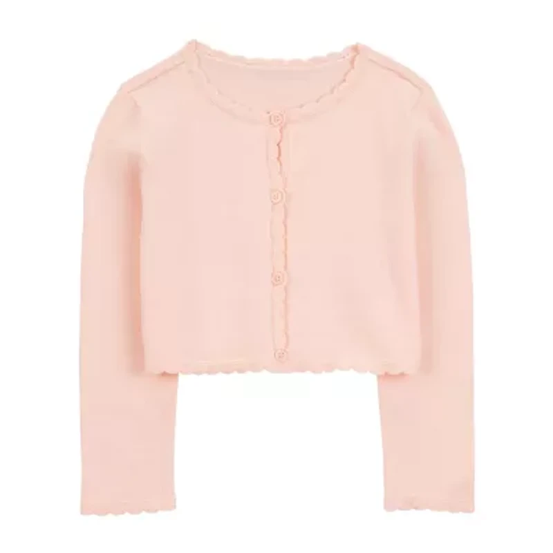 Carter's Toddler Girls Scoop Neck Long Sleeve Button Cardigan