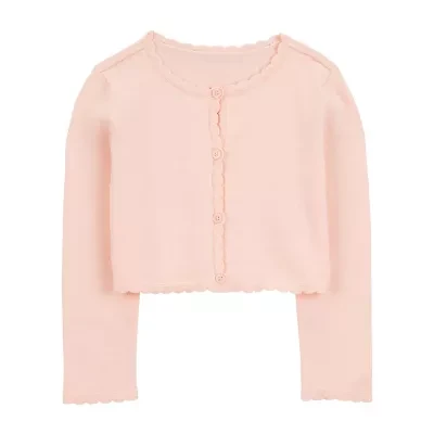 Carter's Toddler Girls Scoop Neck Long Sleeve Button Cardigan