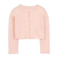 Carter's Toddler Girls Scoop Neck Long Sleeve Button Cardigan