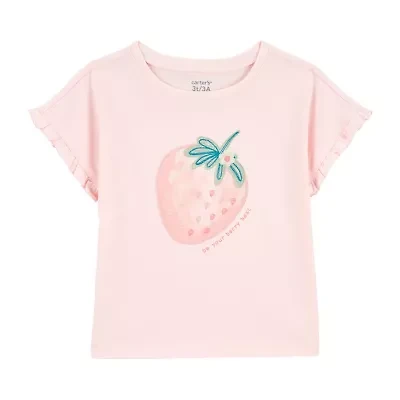 Carter's Toddler Girls Round Neck Short Sleeve Regular Fit Graphic T-Shirt