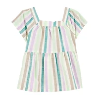 Carter's Toddler Girls Square Neck Short Sleeve Peplum Top