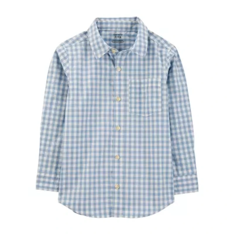 Carter's Little & Big Kid Boys Long Sleeve Fitted Sleeve Regular Fit Button-Down Shirt