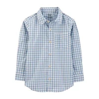 Carter's Little & Big Kid Boys Long Sleeve Fitted Sleeve Regular Fit Button-Down Shirt